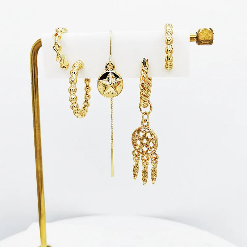 5pcs/set Gold Bohemia Earrings