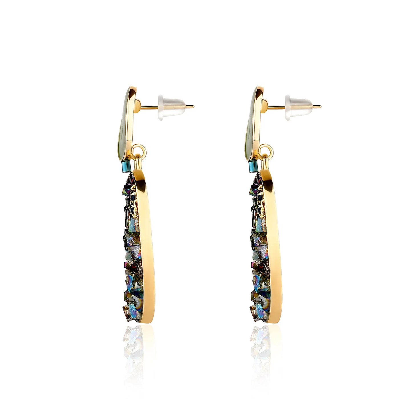 Retro crystal drop glaze contrast color high quality zircon earrings