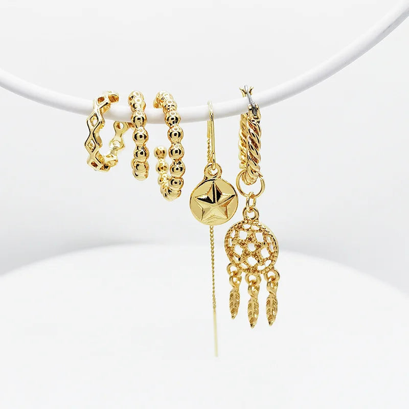 5pcs/set Gold Bohemia Earrings