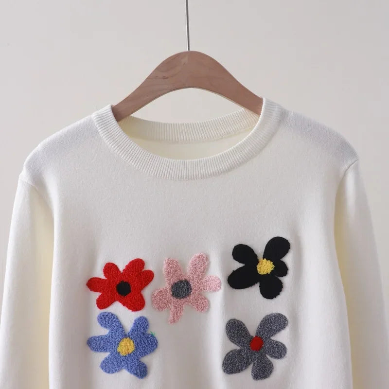 Chest Flower Embroidered  Sweater