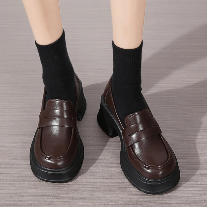 Lucyever Pu Leather Platform Loafers