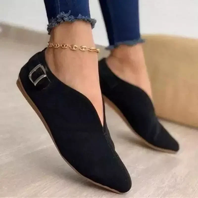 Retro Pointed Toe Suede Flat Shoes