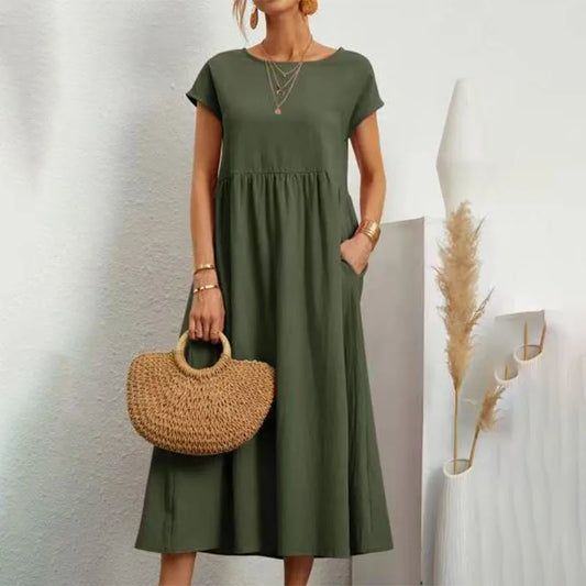 Summer Casual Loose Elegant Long Linen Dresses