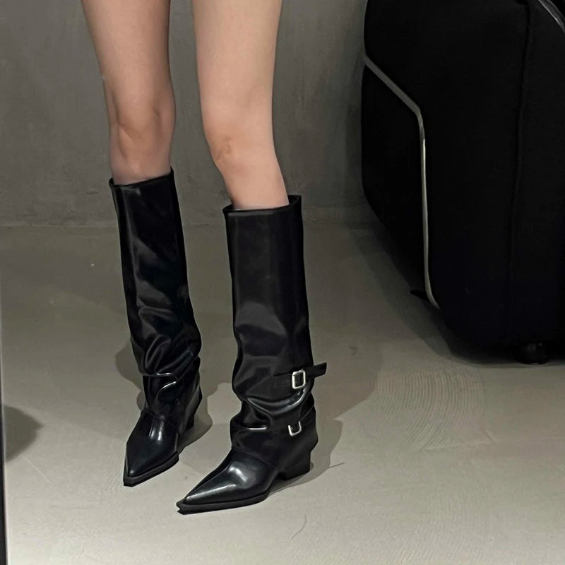 Retro Style Knee High Boots