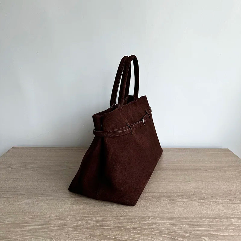 Natural Suede Top Handle Bag