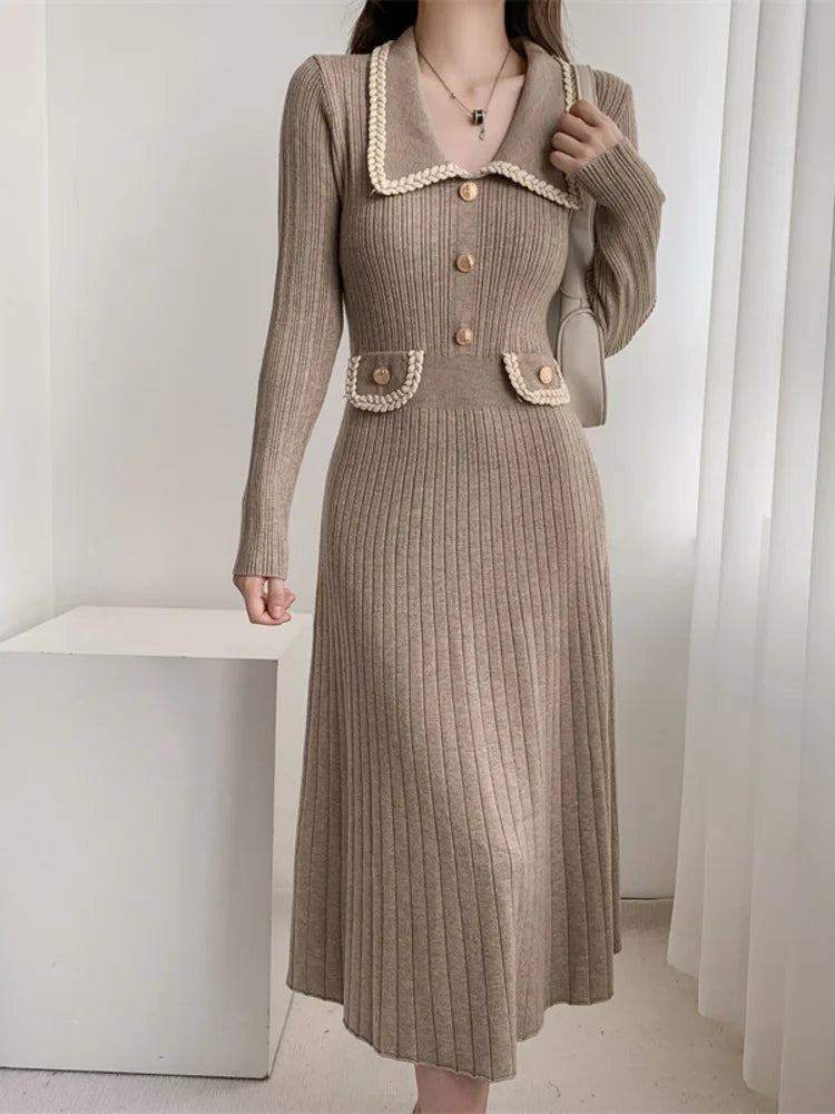 Contrast Knit Dress