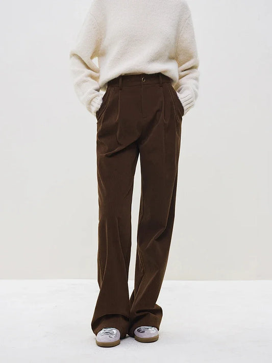 Retro Style Corduroy Straight Pants