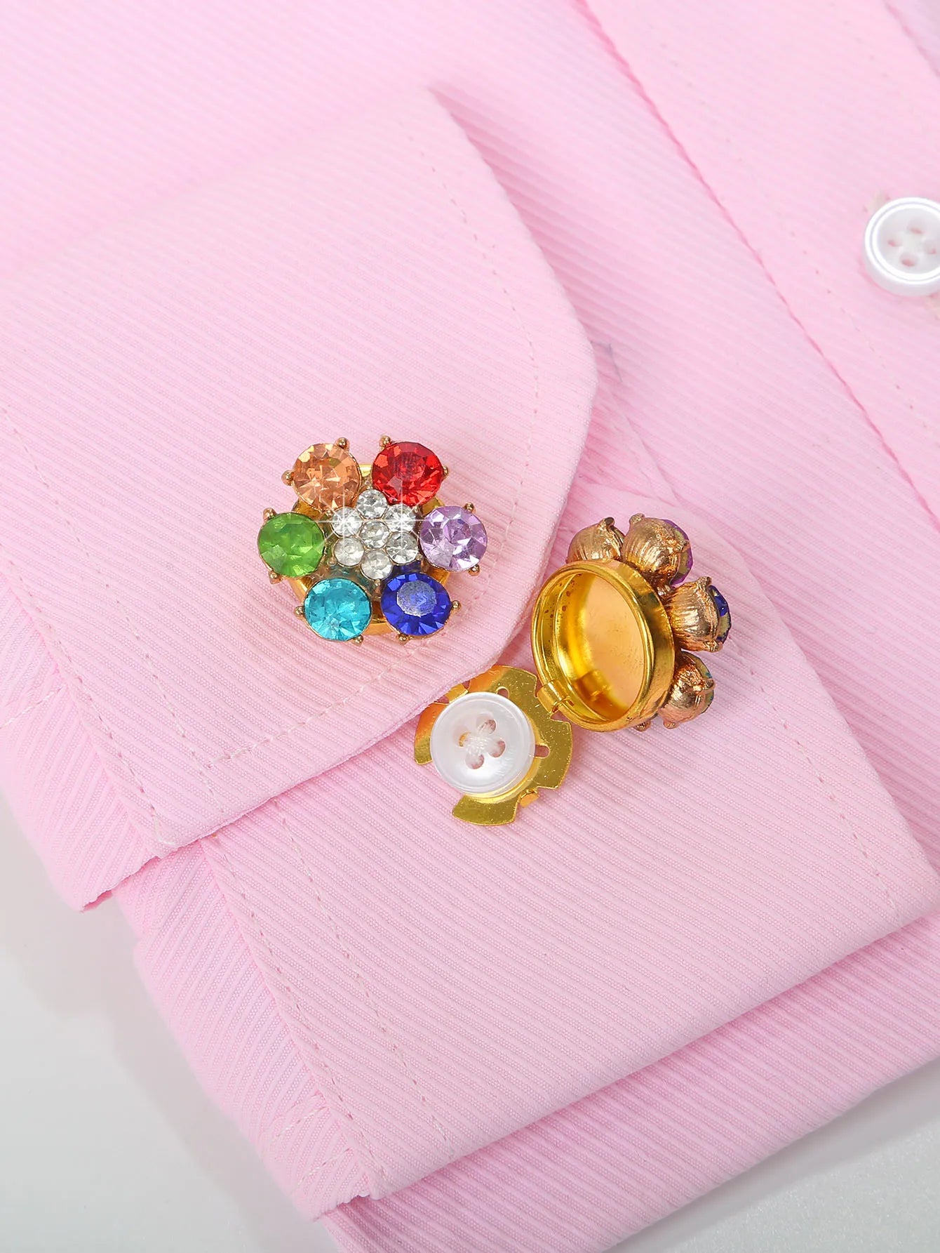 2pcs/set Flower Button Cufflinks