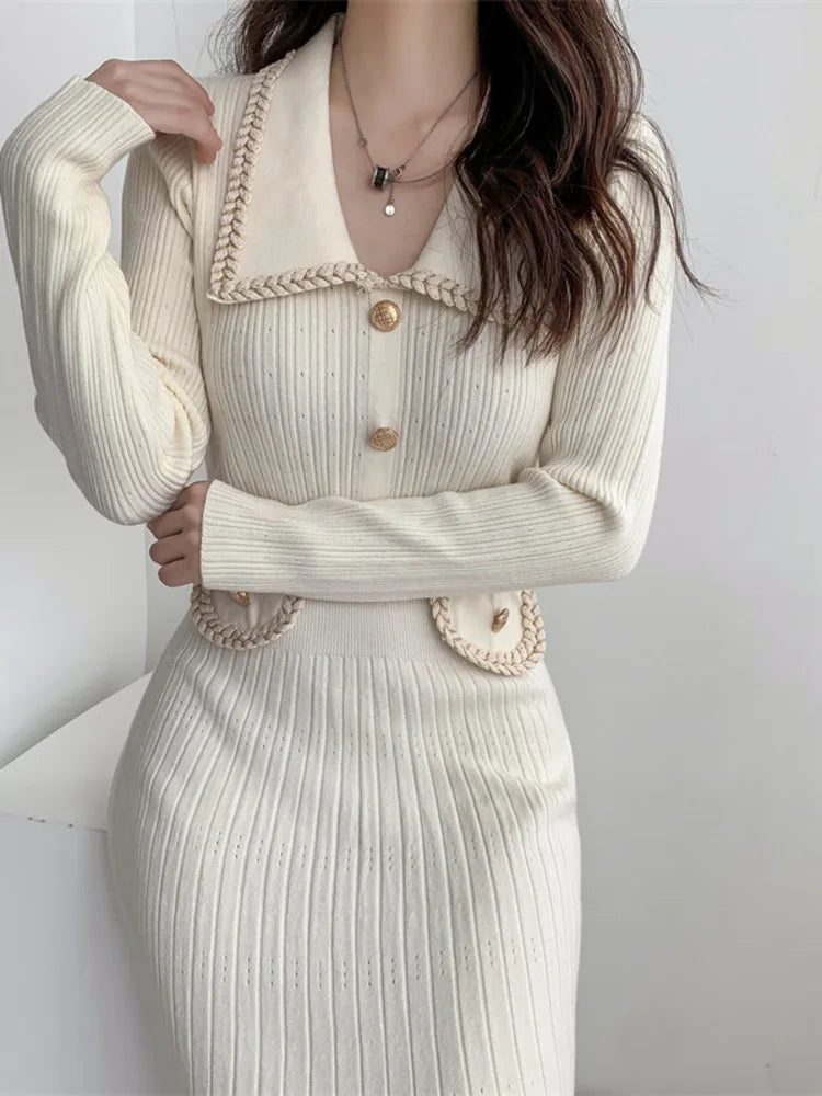 Contrast Knit Dress