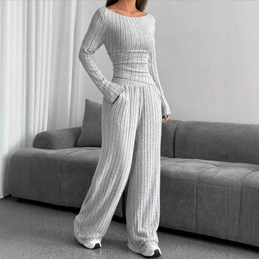 Casual Solid Knitted  Set