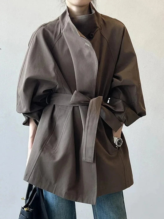 Belt Gathered Waist Trench