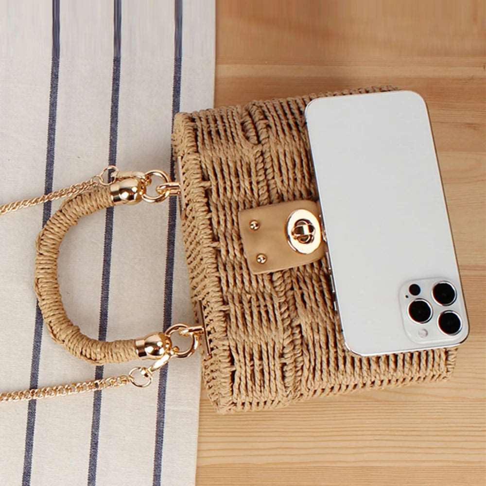 Bohemian Paper Rope Woven Box Bag