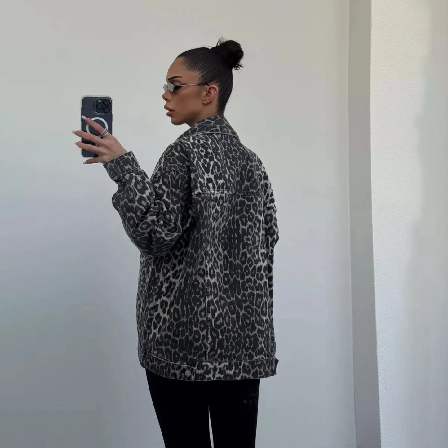 Leopard Print Denim Jacket