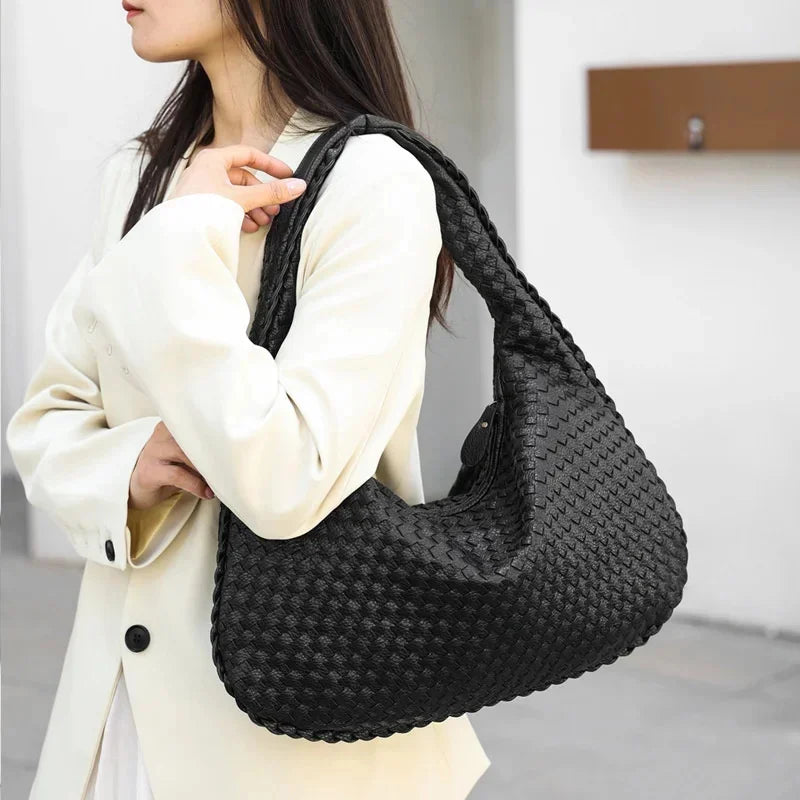 Woven Pu Leather Messenger Bag