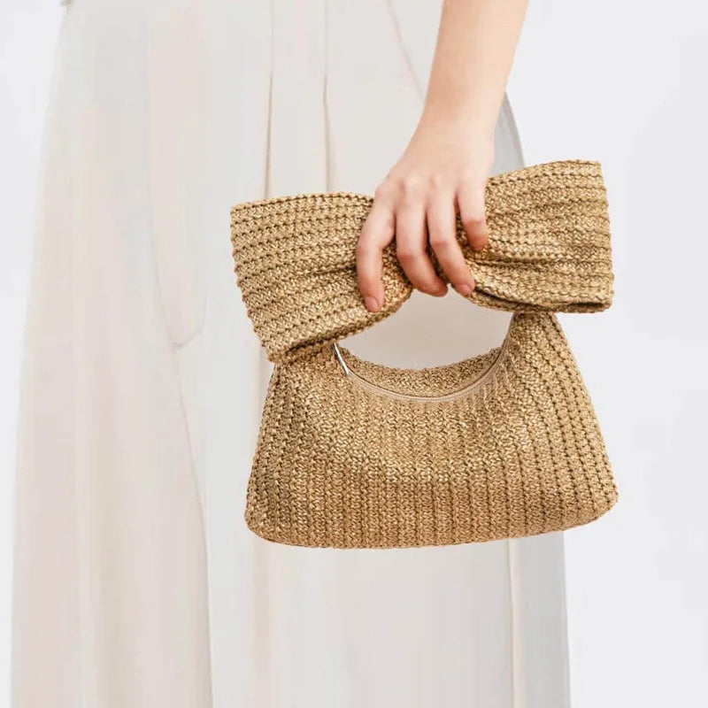 Women's New Bow Grass Knitted Handbag