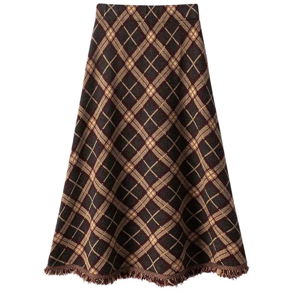 Knitted Tassel A-Line Long Skirt