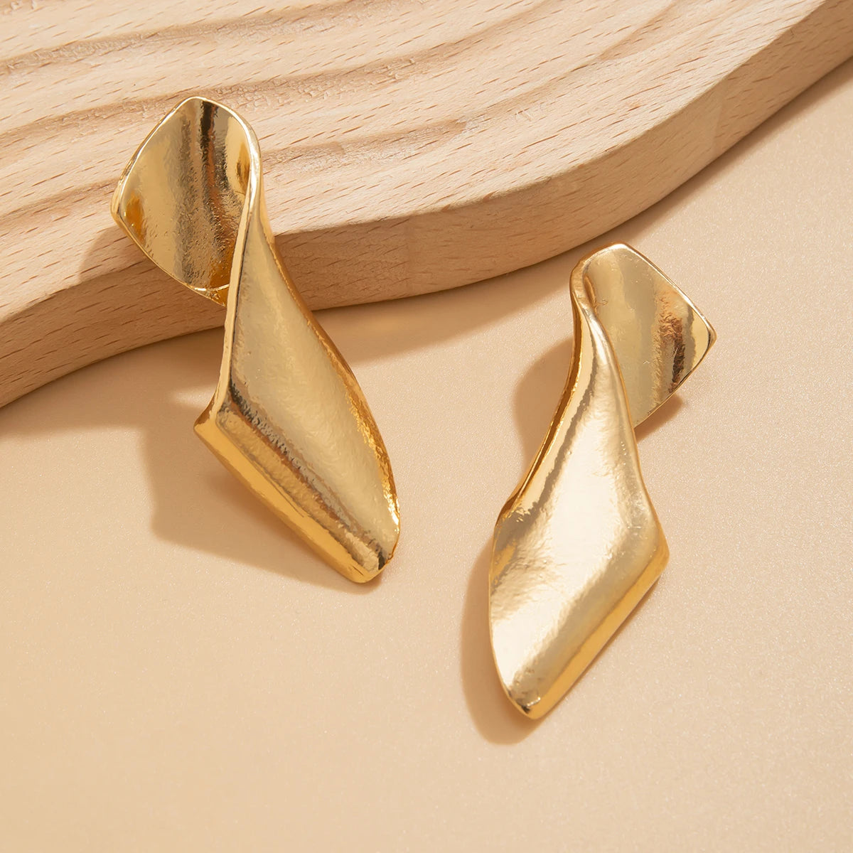 Vintage Irregular Geometric Metal Twisted Stud Earrings