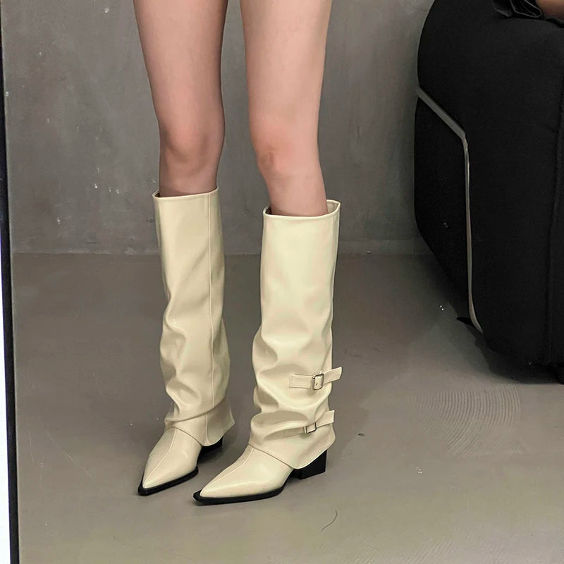 Retro Style Knee High Boots