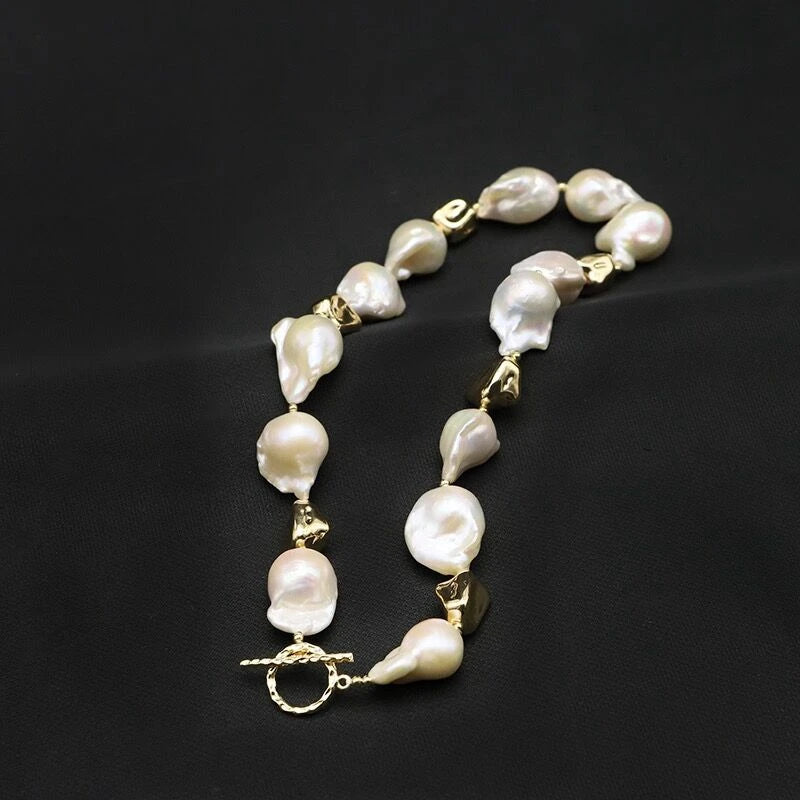 100% Natural Shaped Irregular Freshwater Baroque Pearl Necklace