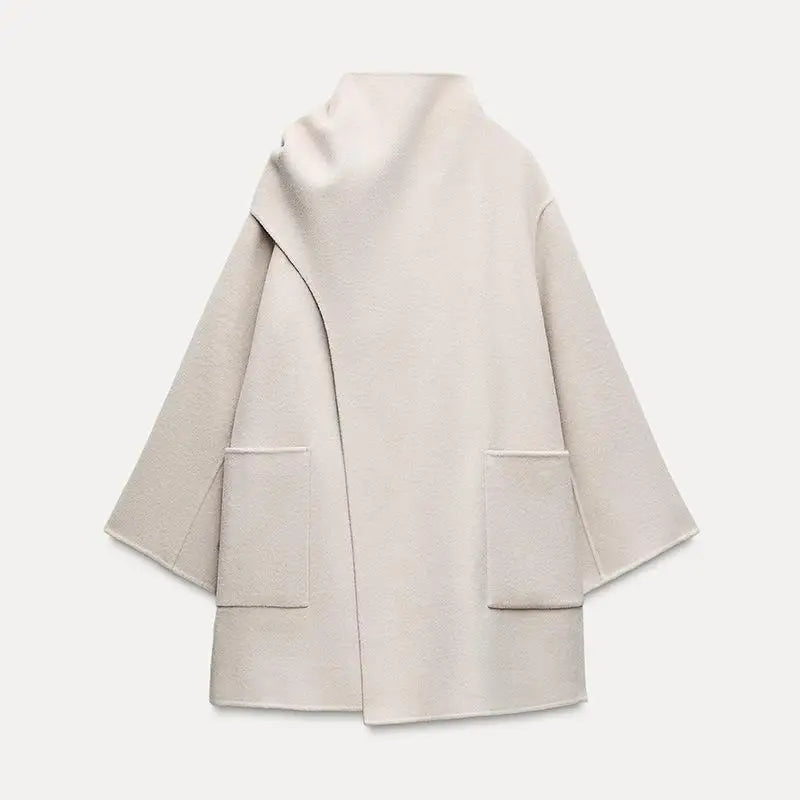 Scarf Neck Woolen Coat