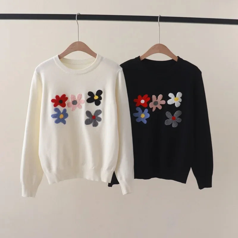 Chest Flower Embroidered  Sweater