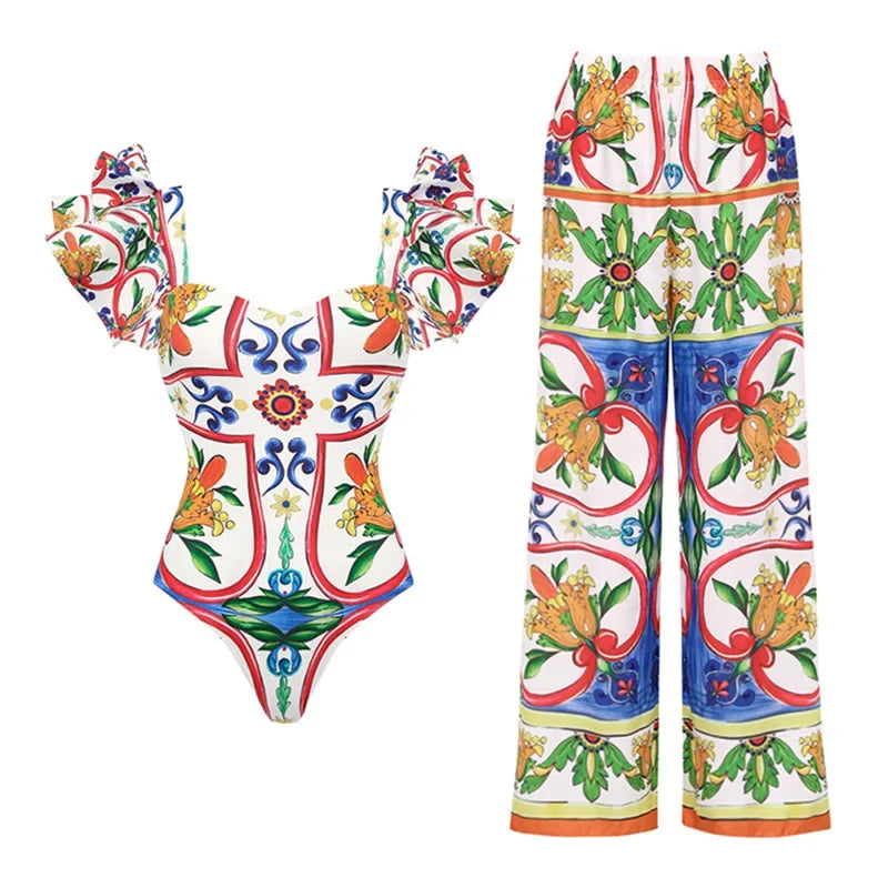 Retro Bikini Printed Fashion Two Piece Swimsuit