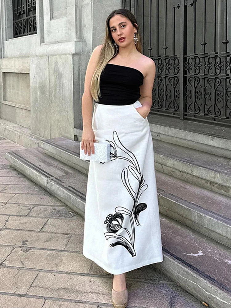 Fashion Embroidery Long Skirt