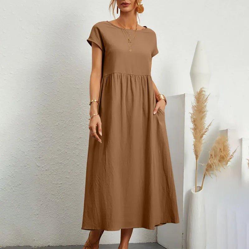 Summer Casual Loose Elegant Long Linen Dresses