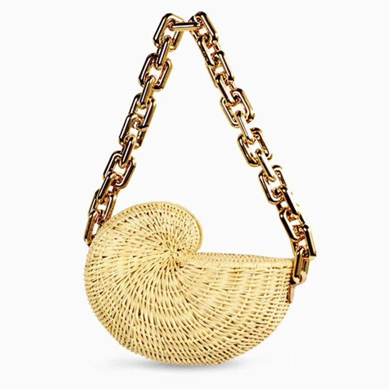 Chains Rattan Conch Women Shoulder Bags