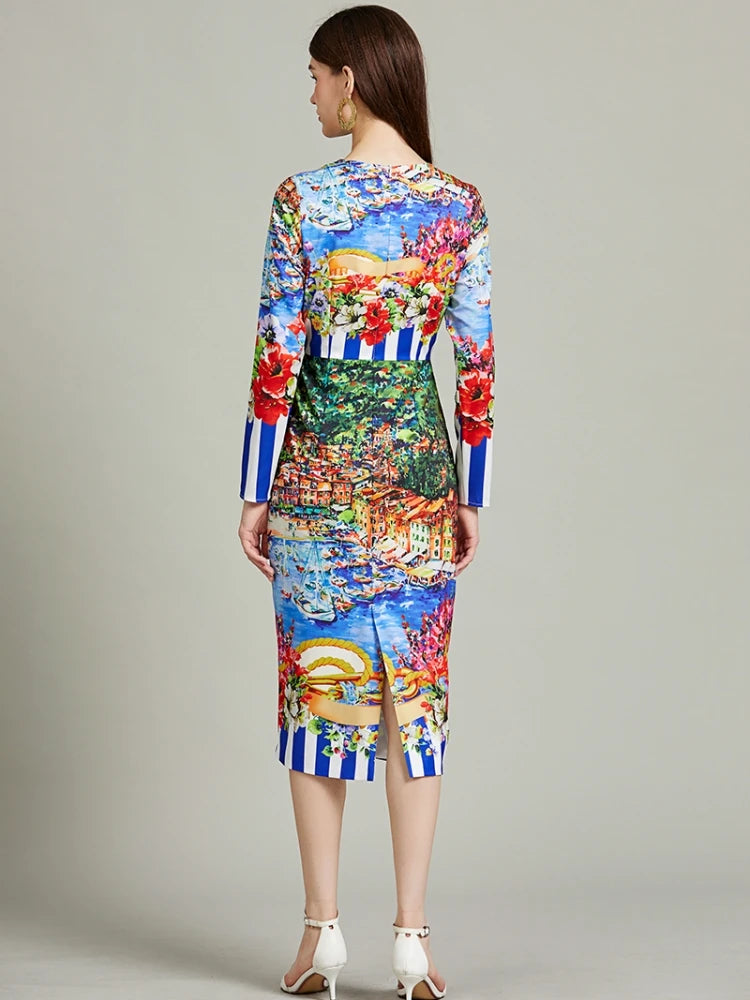 Holiday Flower Pencil Dress