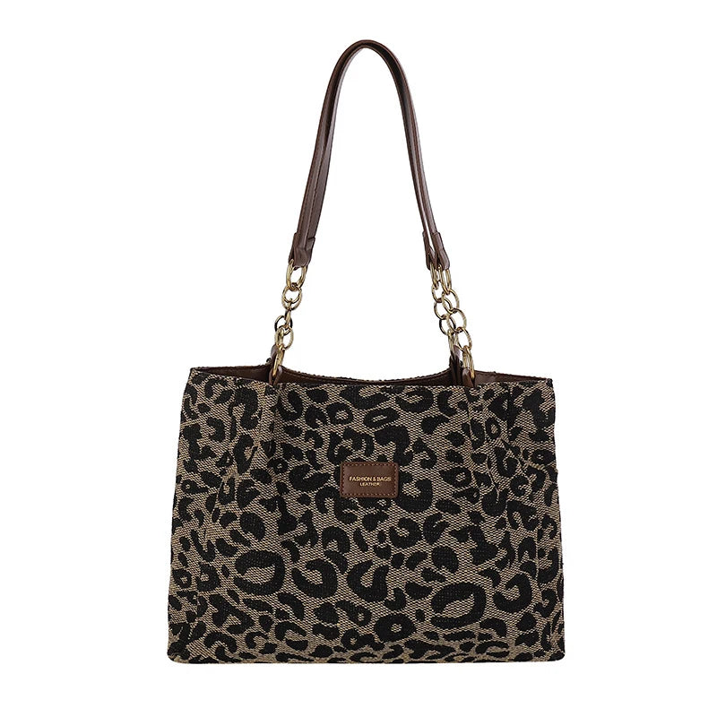 Leopard Print Large Handbag