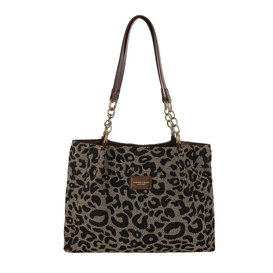 Leopard Print Large Handbag