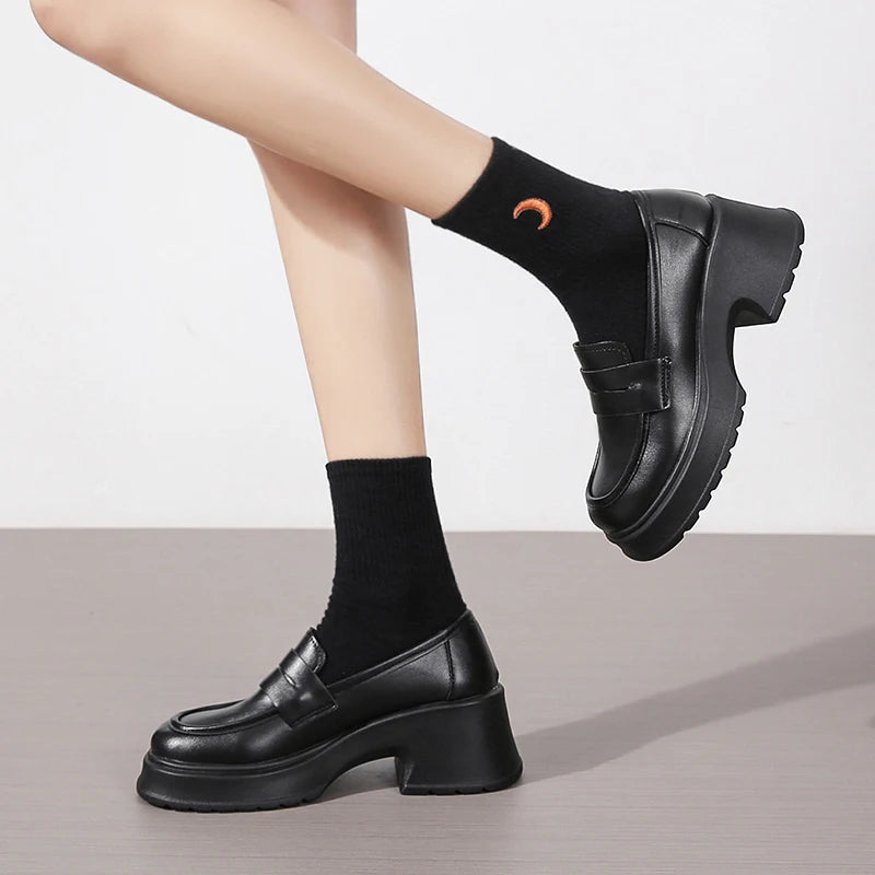 Lucyever Pu Leather Platform Loafers