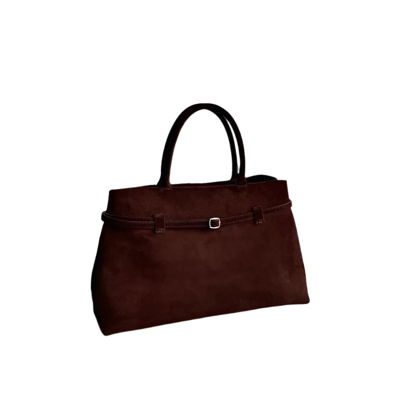 Natural Suede Top Handle Bag