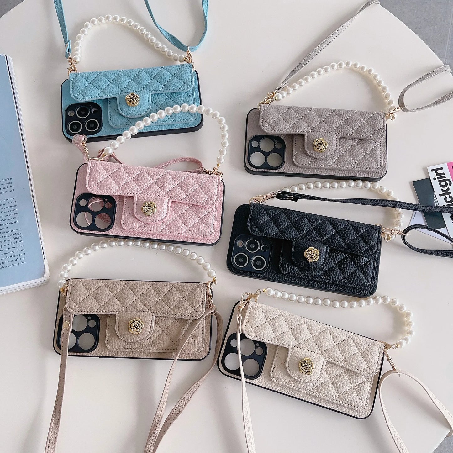 Crossbody Pearl Wristband Phone Case