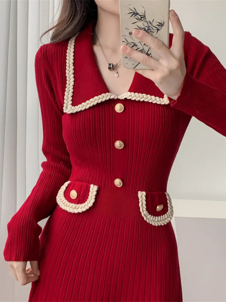 Contrast Knit Dress