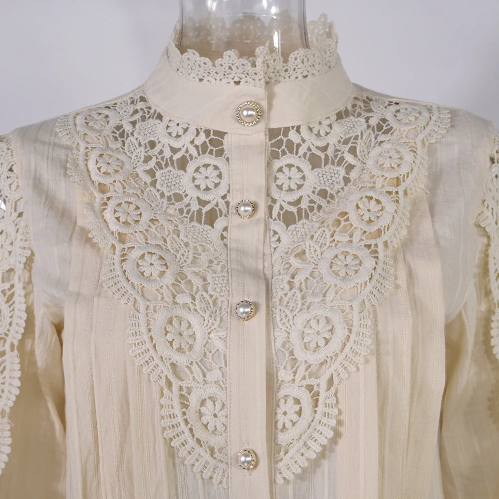 Cotton Lace Hollow Shirt