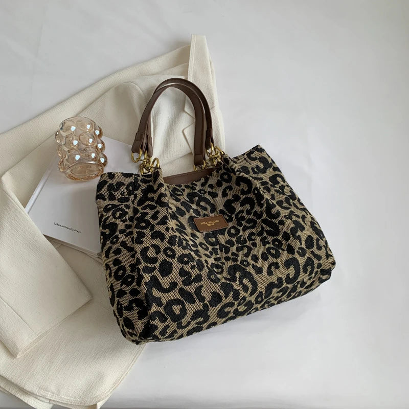 Leopard Print Large Handbag