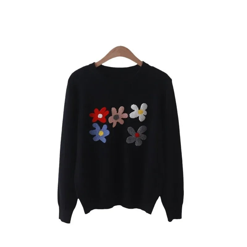 Chest Flower Embroidered  Sweater