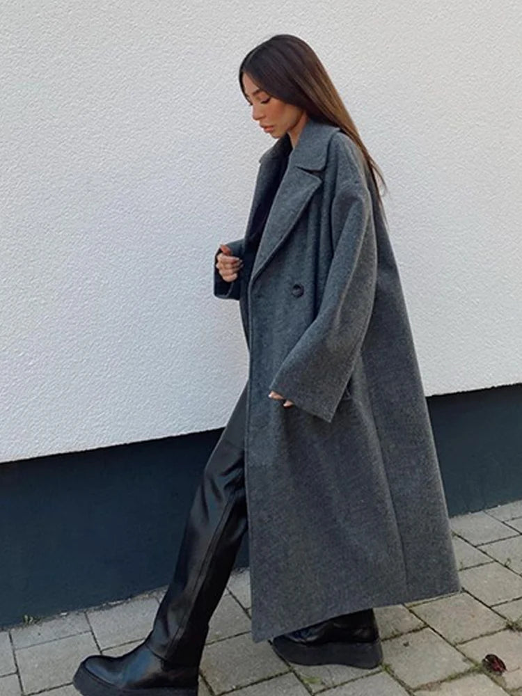 Casual Double-Breasted Long Coat