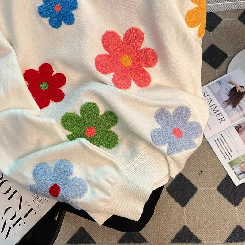 3D Flower Design Sweater