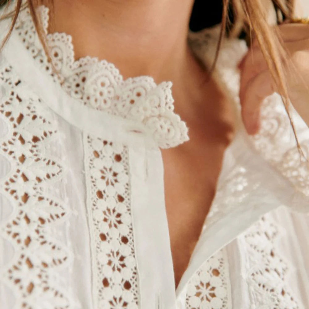 Petal Embroidery Women Shirt