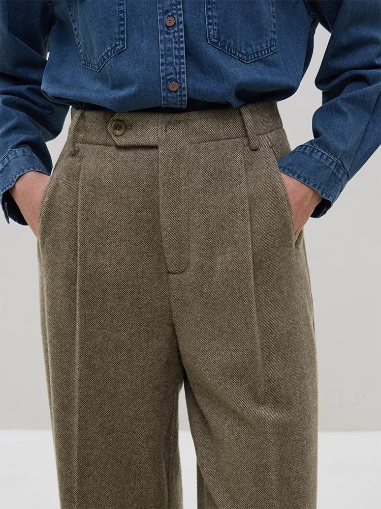 Wool Straight Casual Pants