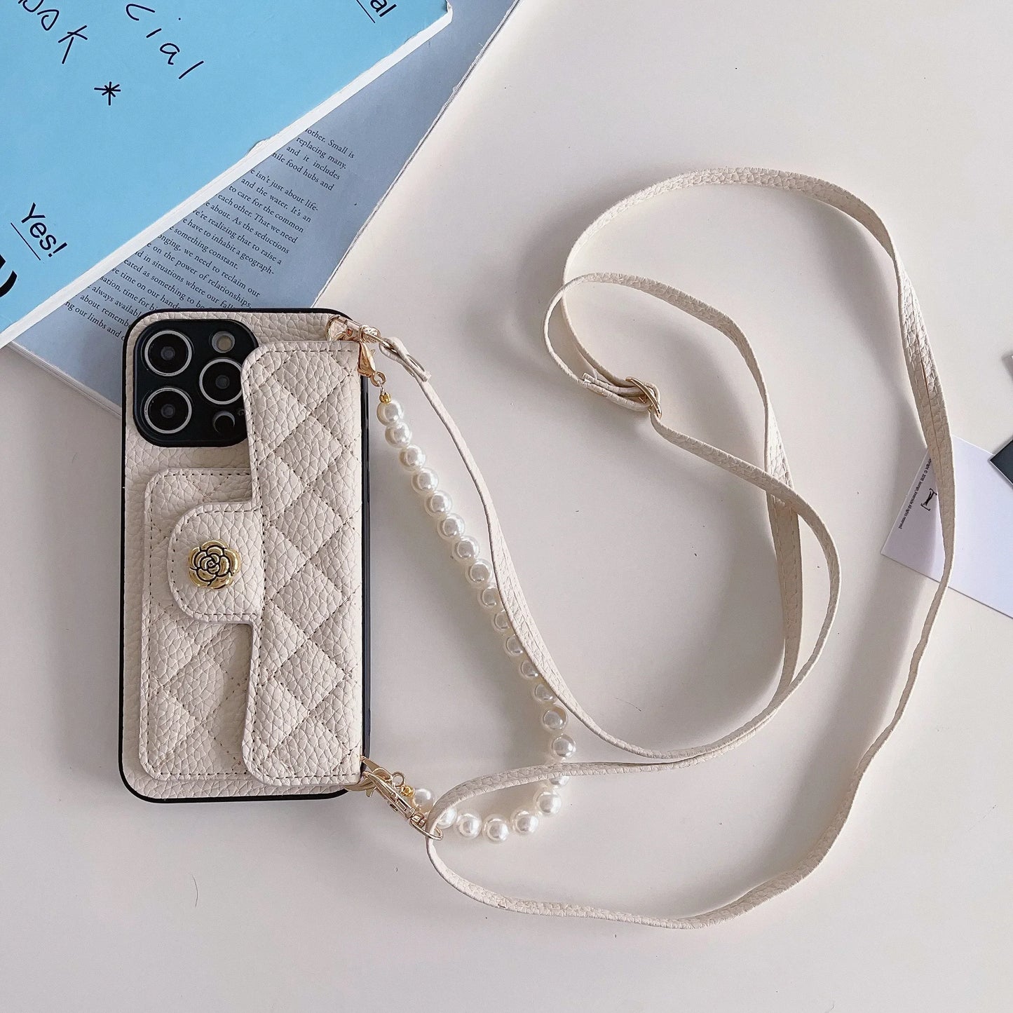 Crossbody Pearl Wristband Phone Case