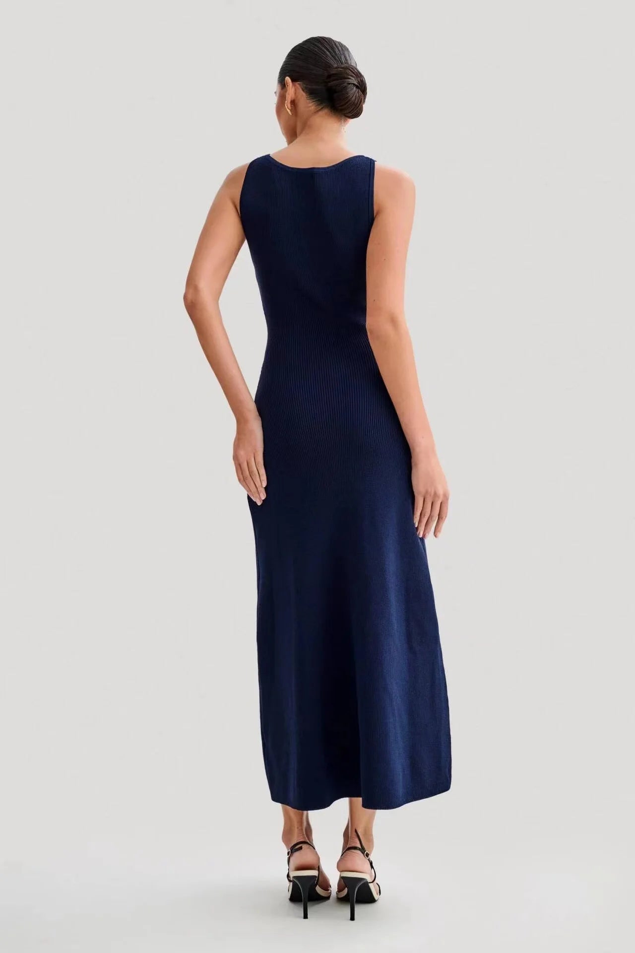 Elegant Single Breasted Knitted Long Dress