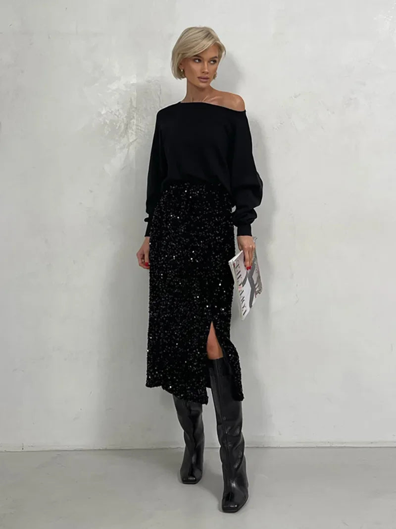 Midi Sequin Skirt