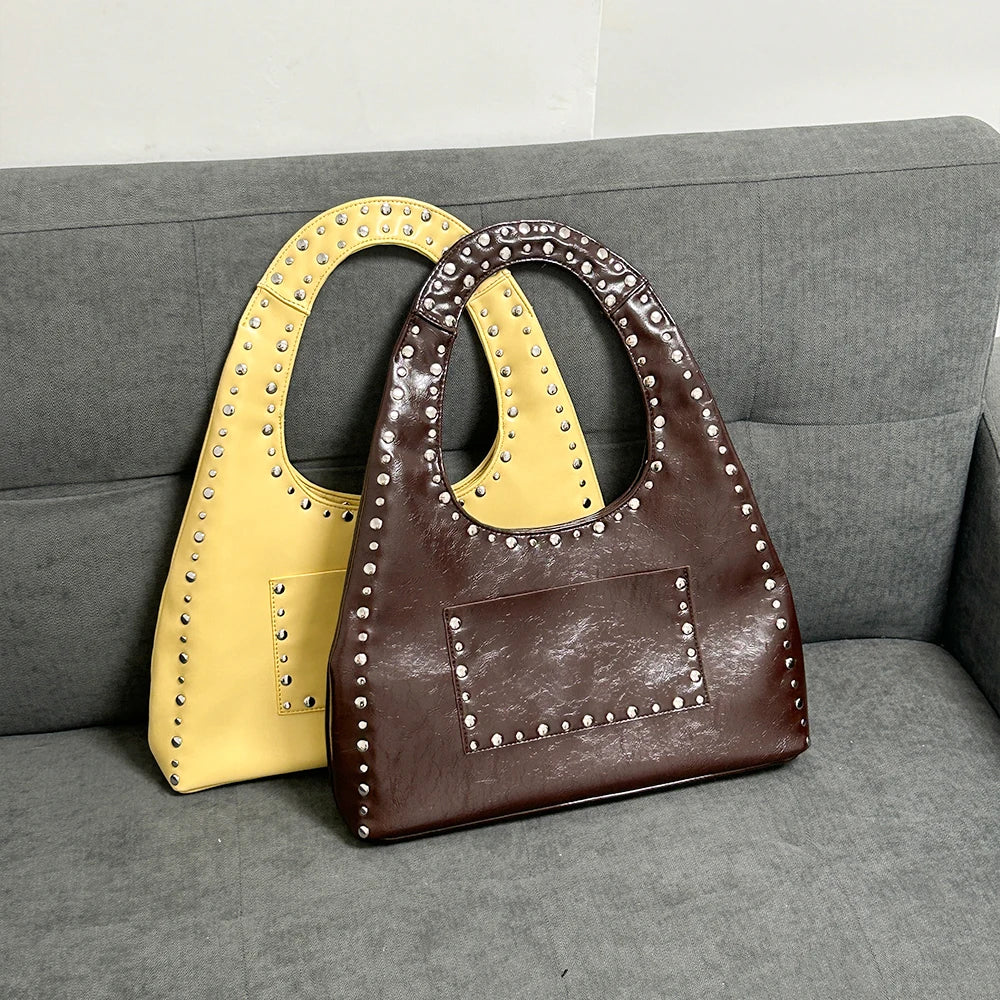 Retro Rivet Decorative Shoulder Bag