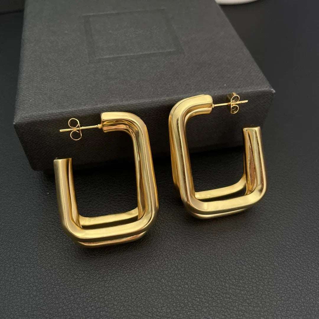 Brass Gold Plated Geometric Luxury Earrings