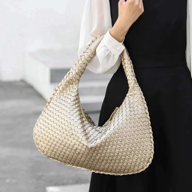 Woven Pu Leather Messenger Bag