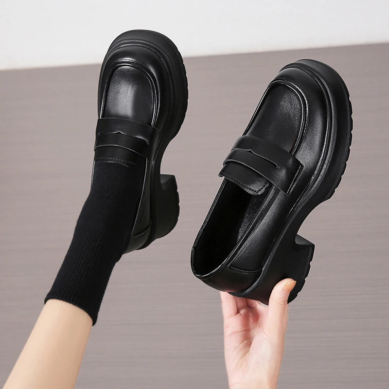 Lucyever Pu Leather Platform Loafers